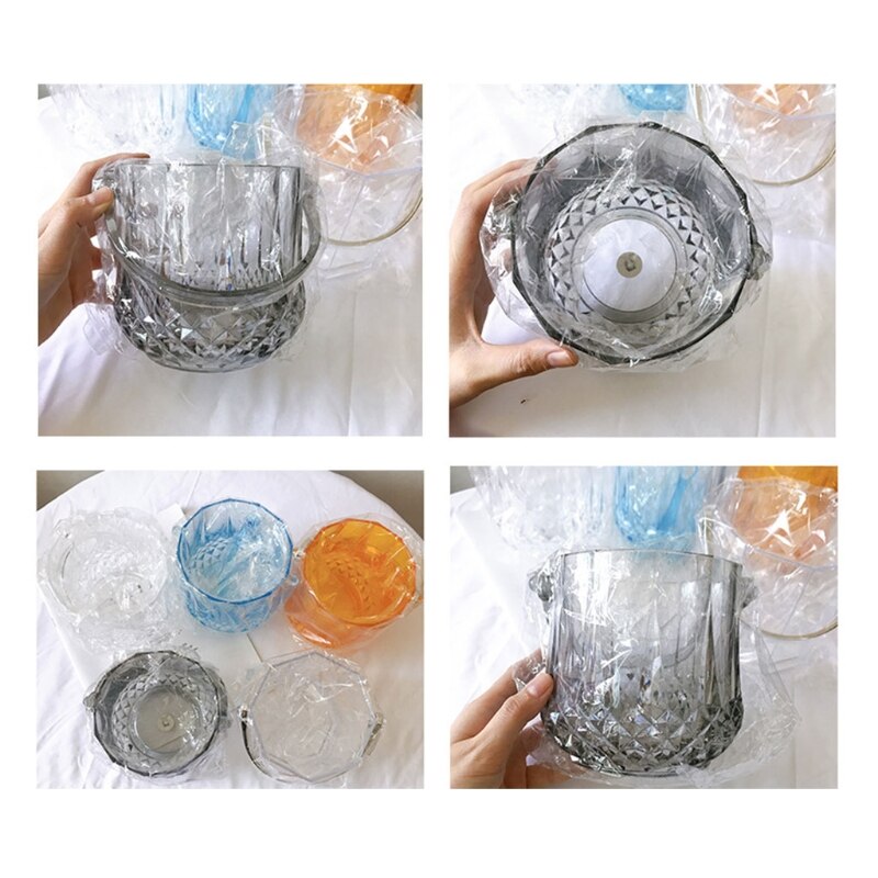 Ice Bucket Acrylic Clear Storage Tub Plastic Drink Buckets with Handle for Champagne Wine Beer Bottles Drinks Bar Party Supplies