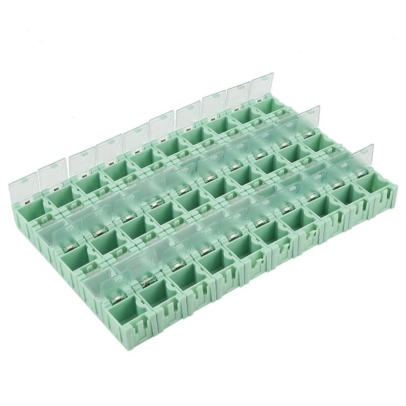 50 Uds SMT SMD componentes electrónicos cajas contenedores de almacenamiento componentes electrónicos de auto-bloqueo hebilla cajas Mini de almacenamiento: Default Title