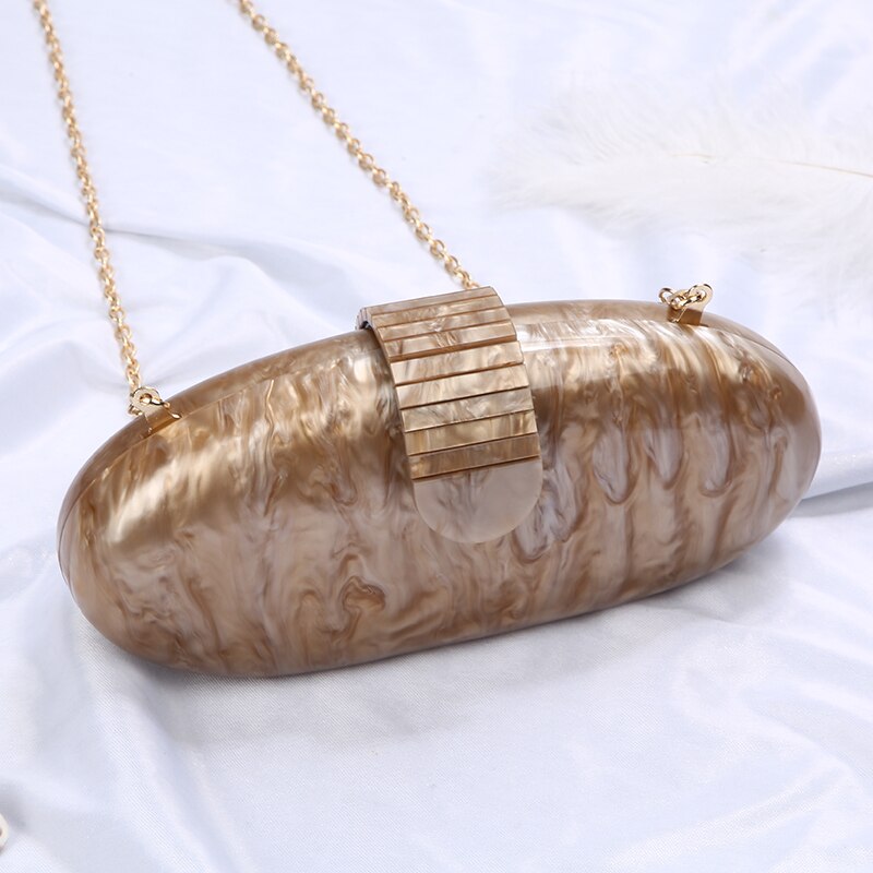 Acrylic Clutch Bag Egg Shape Purse Women Evening Bag Vintage Party Clutches Purse Mini Shoulder Bag ZD1210