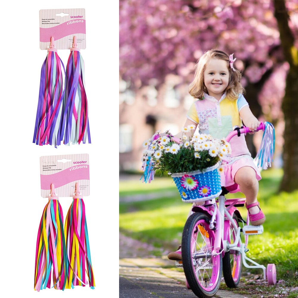 Manillar de bicicleta de colores con flecos para niños, cinta para bicicleta, triciclo, para niñas y niños, 2 uds.