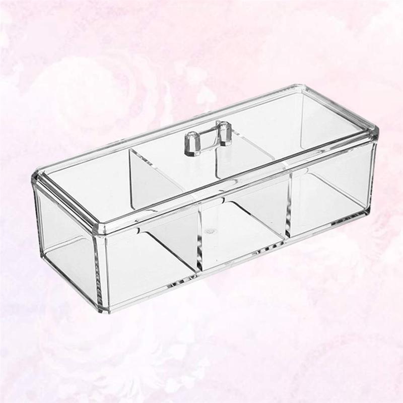 Acrylic Transparency 3 Grids Food Storage Box Stackable Tea Bag Organizer Kitchen Sorting Container with Dustproof Cover