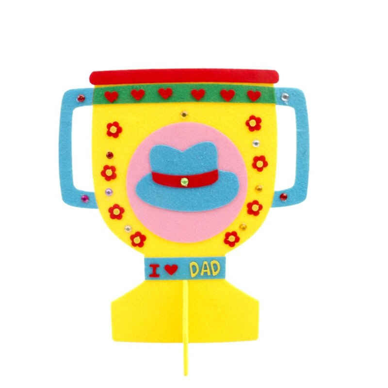 Nicht gewebte kleidung DIY Trophäe freundlicher Manuelle tuch Tasse Kindergarten Handgemachte trophäe belohnung Vater murmeln Schild Stengel Kunst Spielzeug: Gelb