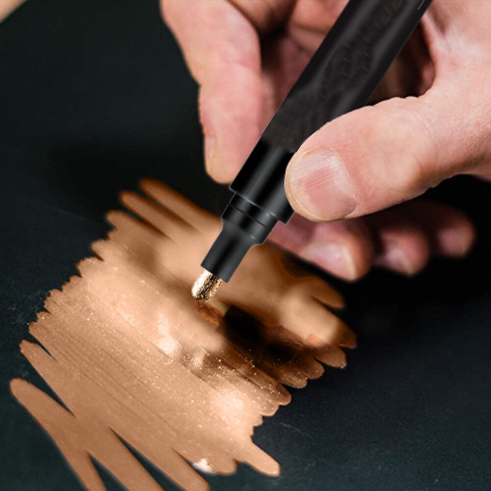 Stylo de peinture réfléchissant, argent, or, cuivre, marqueur Permanent, étanche, encre brute, pointe miroir, effet métallique, stylos de peinture artisanaux