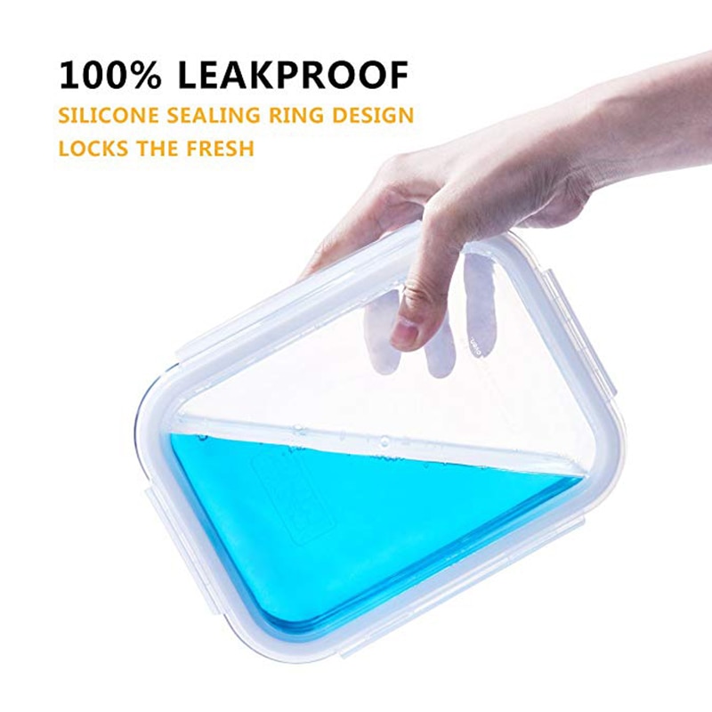Glass Food Storage Container Bento Lunch Box Storage Box Food Storage Microwave Refrigerator Safety 100% Airtight Leakproof