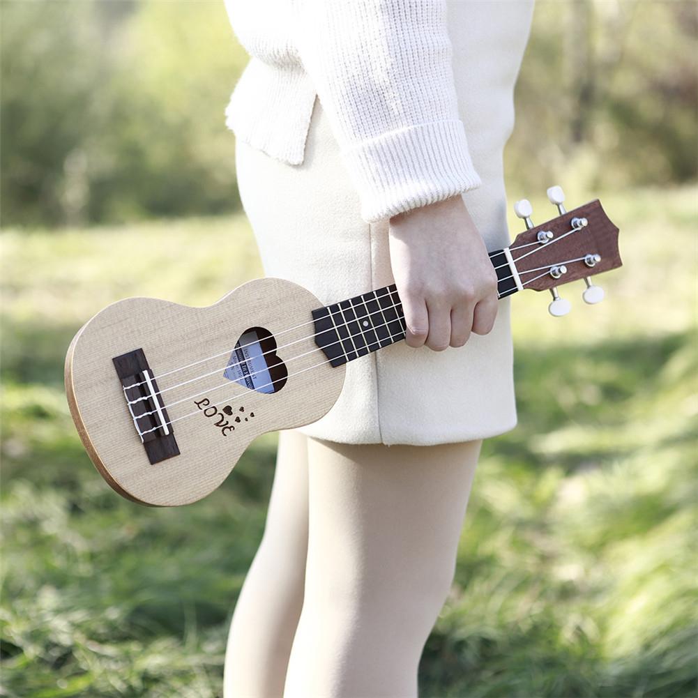 2PCS 17 Inch Ukulele Hawaii Mini Guitar Picea Asperata Heart-Shaped Tone Hole Basswood Ukulele on For Sweetheart Performance