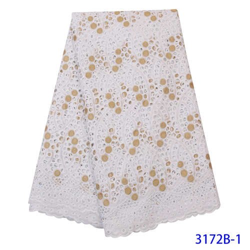 Última tela de encaje de malla Africana blanco puro para vestido de boda bordado encaje nigeriano gasa Suiza encaje en Suiza YA3172B-6: Picture 1