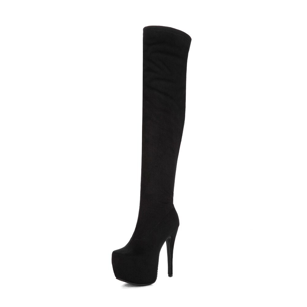 DoraTasia 2022 Plus Größe 33-48 plattform über das knie stiefel frauen sexy Super hoch Fersen schuhe frau partei stiefel: Gelb / 9