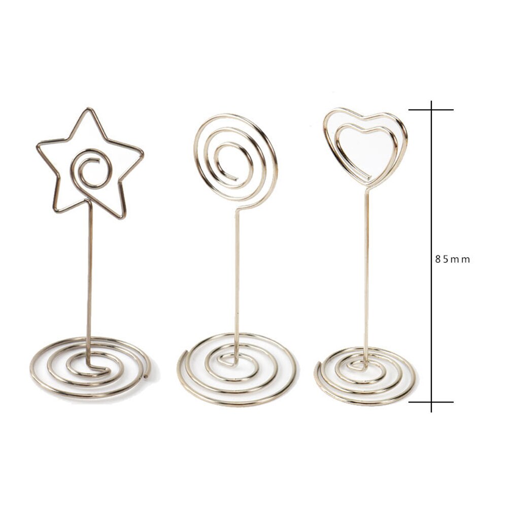 10Pcs Metal Party Table Number Card Holder Heart Ring Star Shape Photo Note Clip Party Direction Signs Photo Holders
