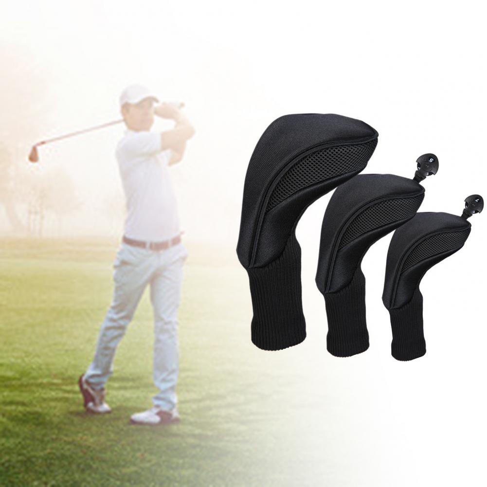 3Pcs Anti-wear Golf Club Cover Cap Cue Protection Sleeve for Outdoor Sports