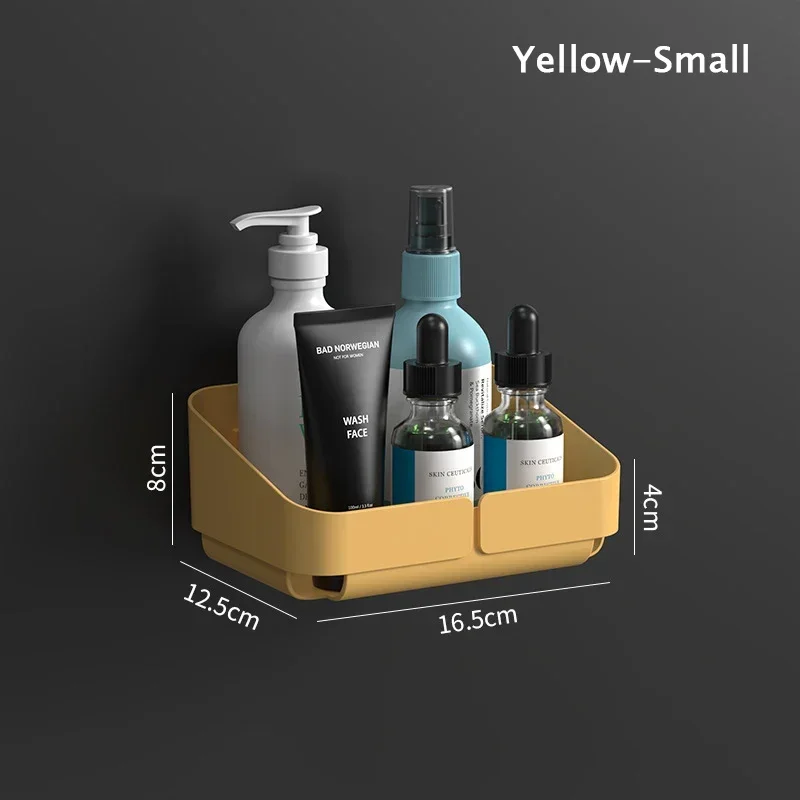 Self Adhesive Bathroom Shelves Wall Mounted Storage Rack Box Toilet Washstand Punch Free Shampoo Holder Bathroom Accessories: light green