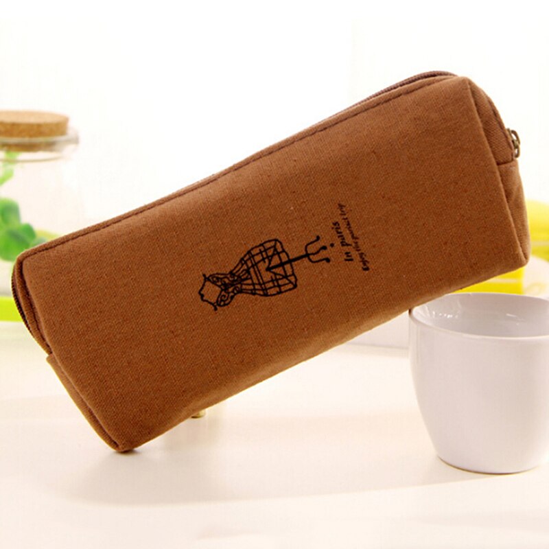 Vintage katoenen en linnen canvas studenten etui met grote capaciteit, schrijfwarentassen, eenvoudige pen, etui voor kantoororganisatie