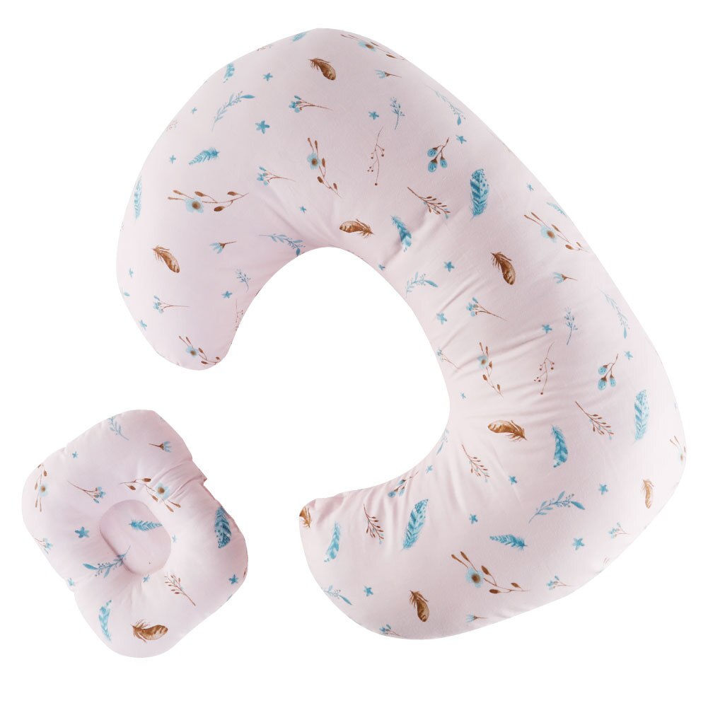 2 pz/set cuscino per allattamento al seno a forma di U neonato multifunzione cuscini per allattamento in puro cotone accessori per neonati: Pink Feather