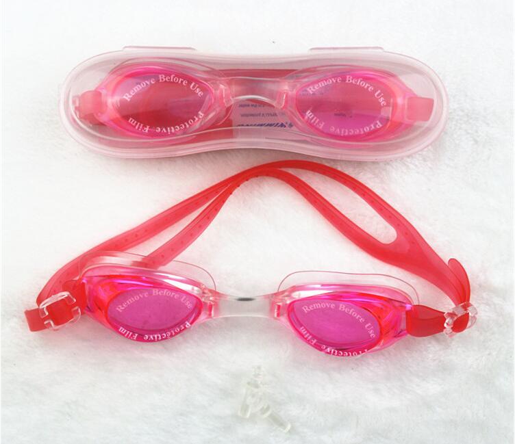 Lunettes de natation imperméables UV sécurité professionnelle enfants adultes lunettes Anti-buée avec bouchons d'oreille enfants bébé lunettes de natation: Pink