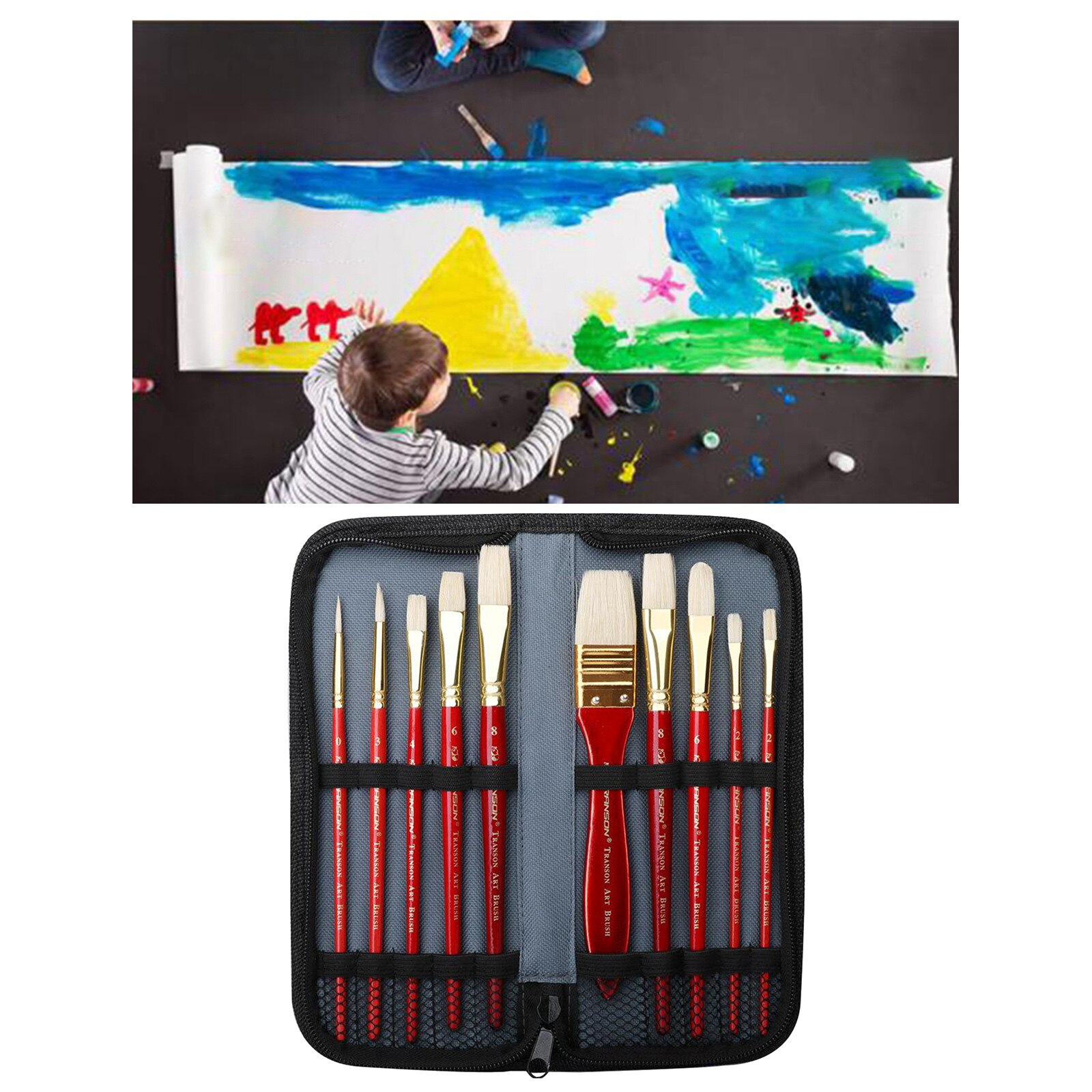 10pcs Art Acrylic Painting Brushes for Watercolor Face Body Painting with Bag