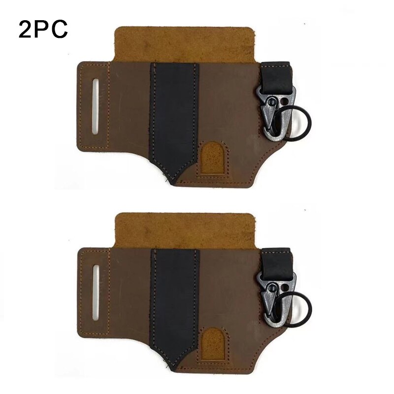 EDC Tasche Leder Mantel Für Leatherman Multitool Mantel Organizer Mit Schlüssel Halter Für Gürtel Und Taschenlampe Camping Outdoor-Tool: BrownX2