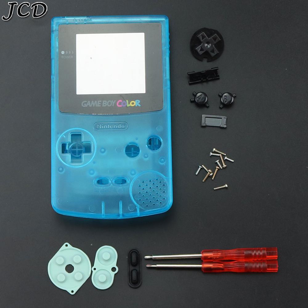 JCD Housing Shell Case Cover for Nintendo Gameboy Color Game Console for GBC Shell with buttons kits sticker label and tools: Clear Blue