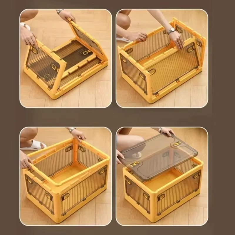 Storage Box Foldable Transparent High-capacity Wheels Stackable Home Sundries Storage Organizer Closet Trunk Toys Sundries Box