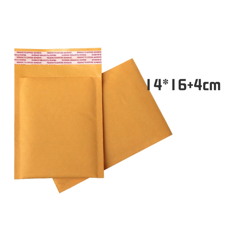 100 stks/partij 14 cm * 16 cm + 4 cm Golden Kraft Bellenmailers Envelop Mailer Air Bag Bubble Gewatteerde enveloppen