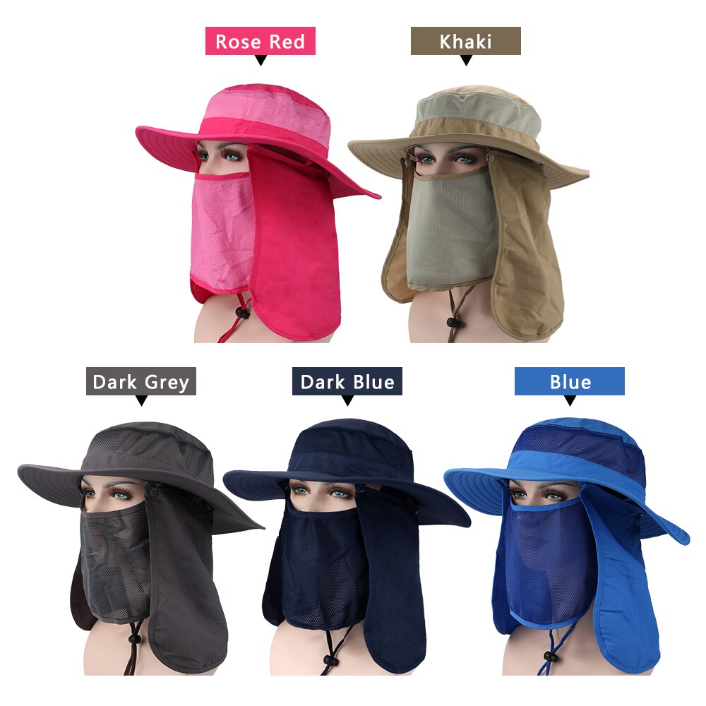 Outdoor Zon Bescherming Camping Vissen Hoed Brede Rand Zon Cap met Verwisselbare Nek Gezicht Flap Cover Cap voor Mannen en vrouwen