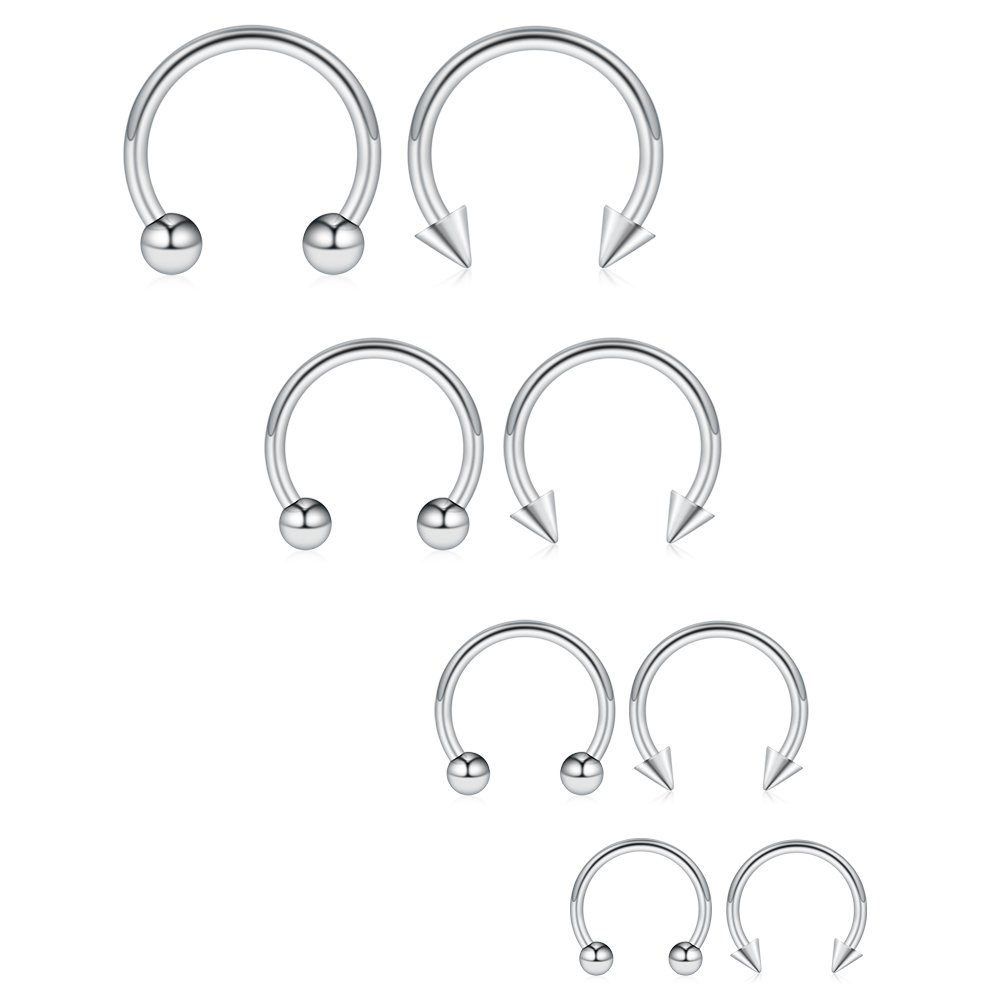 1 pièces 16G acier chirurgical nez Septum fer à cheval cerceau boucle d'oreille sourcil Tragus lèvre Piercing anneau boules pointes 6-12mm