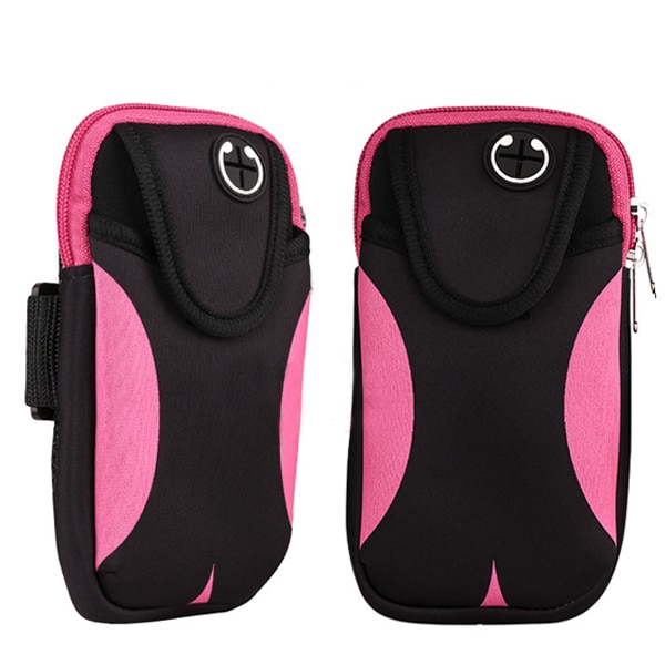 6 tommer sports løbebånd til iphone samsung huawei udendørs gym vandtæt telefon taske armbånd taske sag arm holder cover: Sort rose