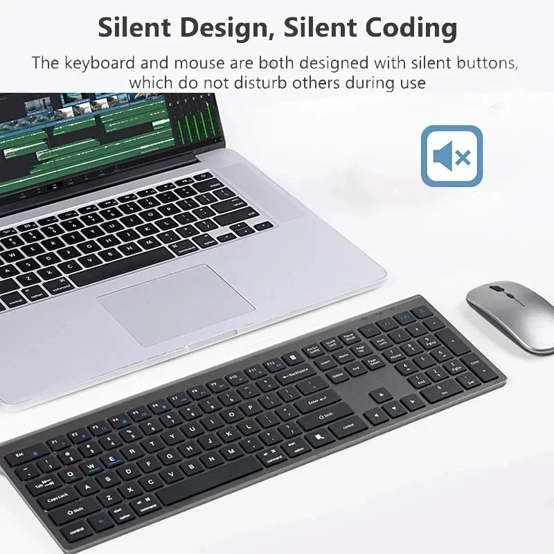 Bluetooth 5.0 & 2.4G Wireless Keyboard and Mouse Combo Multimedia Keyboard Mouse Set for iPad Macbook Android Laptop PC TV