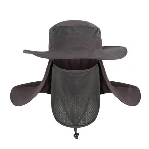 Outdoor Travel Fishing Fisherman Neck Face UV Sun Protection Flap Cap Hat Fisherman Hat Adjustable and Removable Fishing Caps: Dark Gray