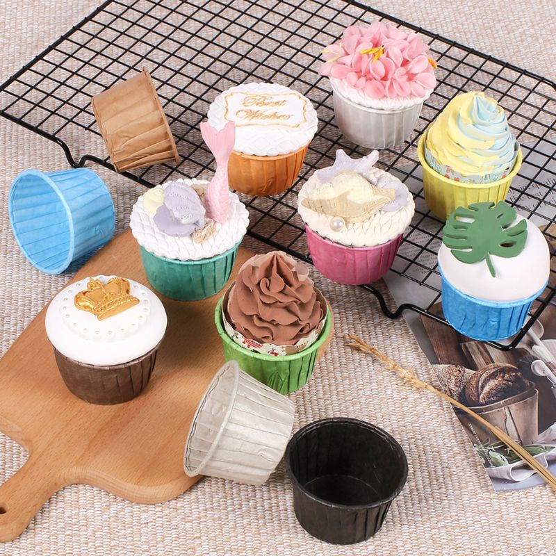 50pcs Muffin Cupcake Paper Cup Oilproof Cupcake Liner Baking Cup Tray Case