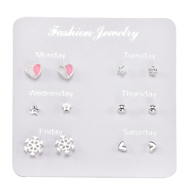 12~36 Pairs Women Girls Resin Plastic Crystal Diamante Flower Stud Earrings Set Random Style Gold Color Jewelry: Platinum Plated