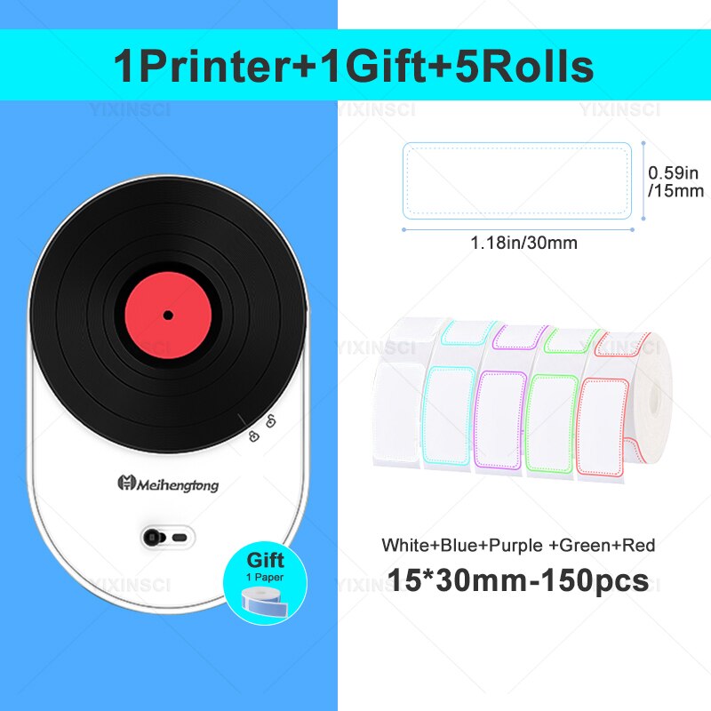 Mini Portable Thermal Label Printer Maker Hangul Wireless Bluetooth Sticker Pocket Printer Machine Home Use Storing Price Paper: Add 5 Paper