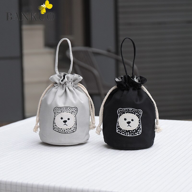 BANKUO Woman's Phone Bag Japanese Style Casual Canvas Drawstring Bag Printed Keychain Storage Handbags Cartoon Coin Purse Z124