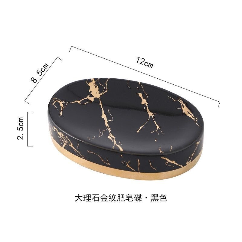Jabonera de cerámica verde marmoleada para baño, jabonera de almacenamiento de artículos de decoración de baño, caja de jabón para el hogar, restaurante, Hotel: A