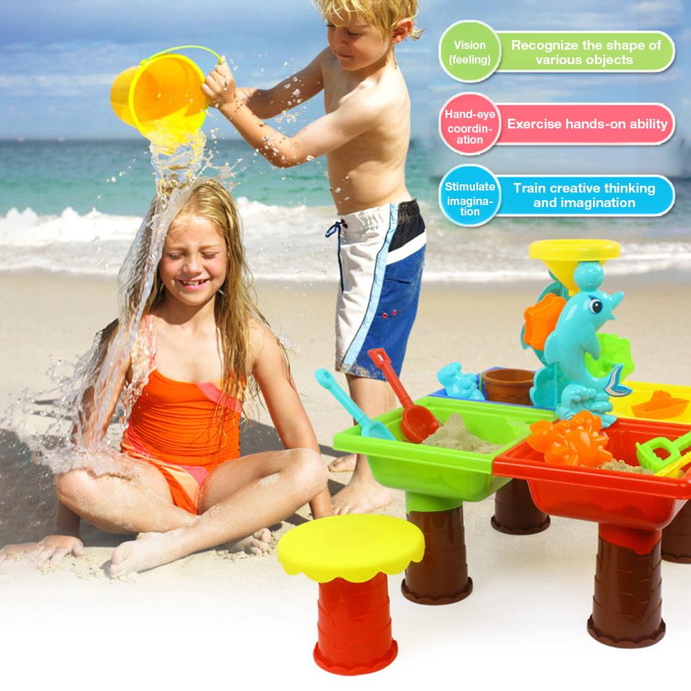 1 Set bambini tavolo da spiaggia sabbia gioco giocattoli Set Baby Water Sand strumenti di dragaggio colore casuale tavolo da spiaggia gioco Sand Pool Set