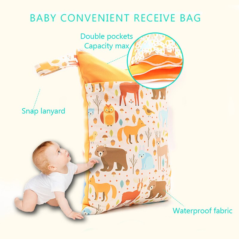 Balleenshiny Gedruckt Kinderwagen Windel Tasche für Mutter Baby Zubehör Wetbag TPU Wasserdichte Lagerung Tasche Kleine nass Tasche Organizer