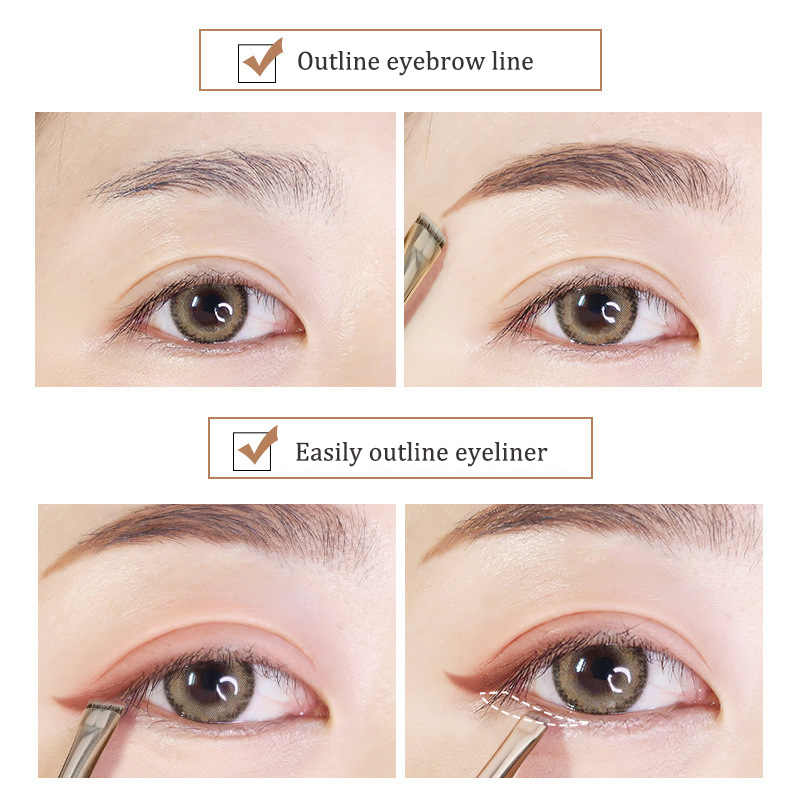 Brocha plana de nailon para delineador de ojos, delineador fino de línea de cejas, delineador de ojos negro, contorno de cejas, herramientas de maquillaje cosmético
