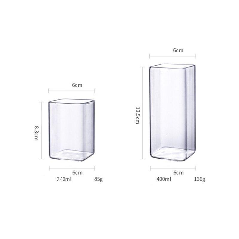 Japanese Glass Cup Square Transparent Glass Cup Insulated Tea Juice Cup Water Milk Cup Home Drinkware Wine Beer Glass