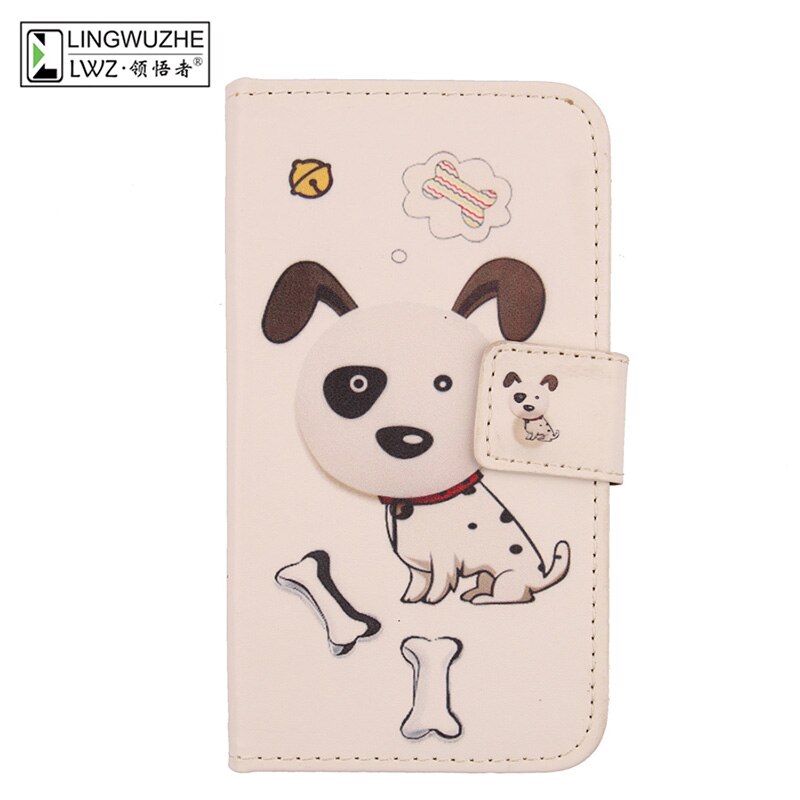 For Fly Nimbus 16 FS459 Case 4.5'' Flip Wallet Cell Phone Leather Cover For Fly Nimbus 16 FS459 Holster Phone Cases Accessories: Dog