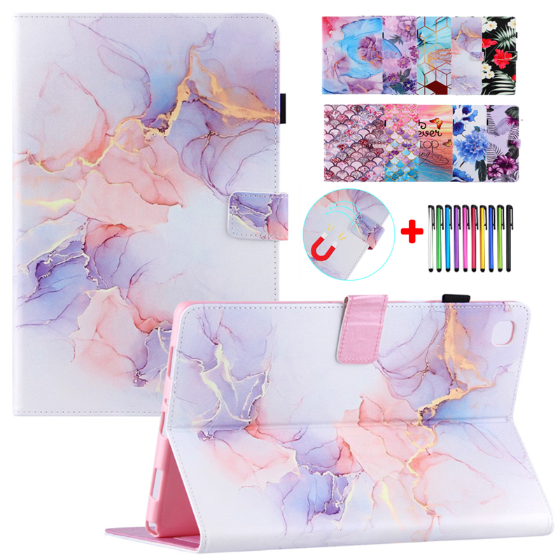 Tablet marmor cover til samsung galaxy tab  s6 lite 10.4 etui sm -p610 sm-p615 malet caqa læder pu coque flip stand shell