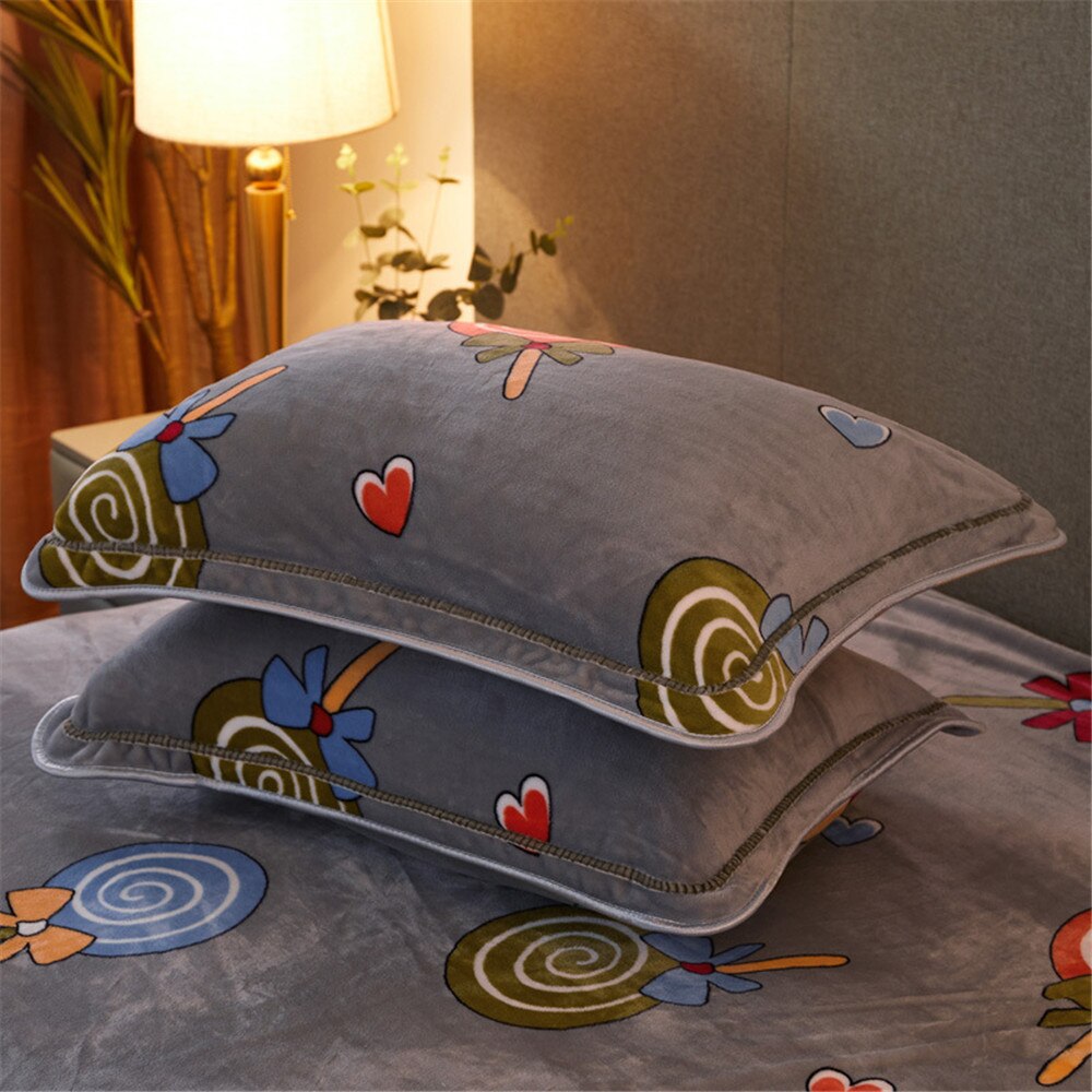 ADOREHOUSE-funda de cama de franela, juegos de cama gruesos de felpa, sábana ajustada elástica, fundas de almohada, ropa de cama de invierno, Funda de colchón