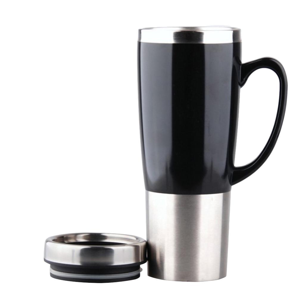 12V Car Electric Stainless Steel Travel Heating Cup Coffee Tea Drinking Cup Mug Black With Cigarette Lighter Cable: Default Title