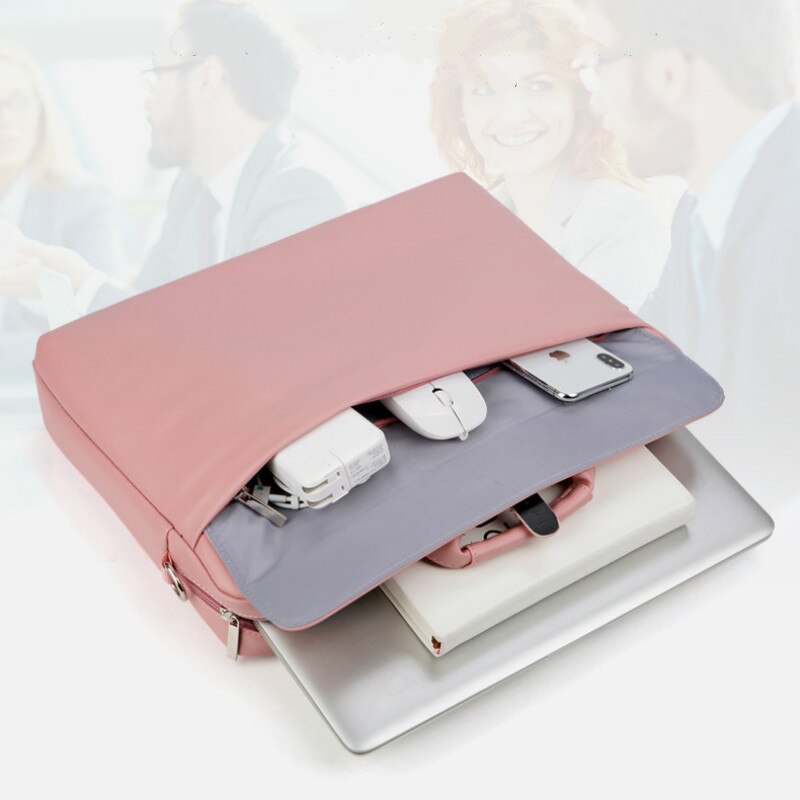 Bolsos de hombro para ordenador portátil para mujer, maletín de documentos A4, bolso de trabajo de negocios, sólido, Negro, Rojo, gris, para ordenador de 13, 14 y 15 pulgadas