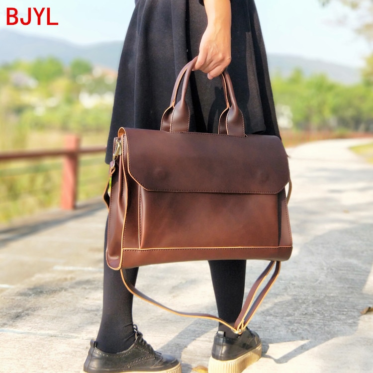 Women handbags ladies business A4 file briefcase 14 inch laptop bag female leather shoulder messenger bag travel bags