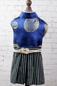 Kimono samurai Pet Cat clothes Japan Style Cat Costumes Pet dog overalls clothing for small dog cat pet: Blue / XS   chest 29cm