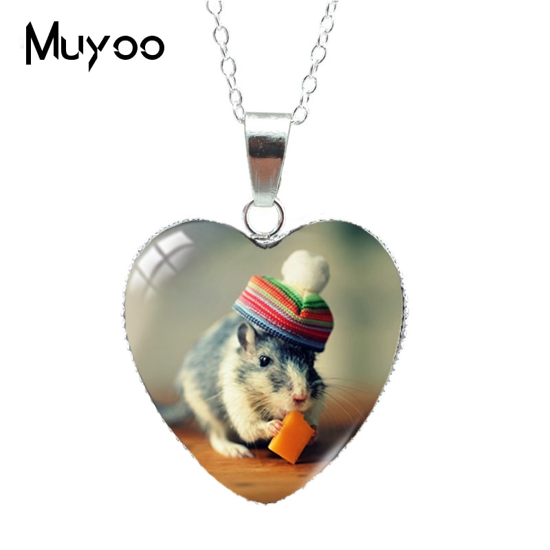 Cute Pets Animal Mouse Funny Hamster in the Bag Heart Pendant Necklace Jewelry for Kids HZ3: 2