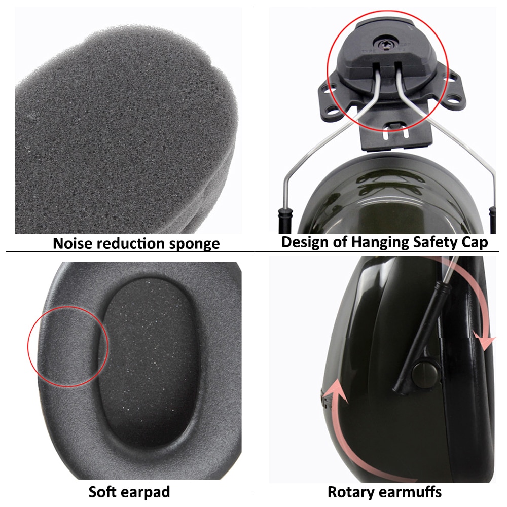 3M H7P3E Noise-proof Earmuffs NRR 24dB Noise Reduction Ear Muffs Hanging Helmet Earmuffs Hearing Protection for Industrial Use