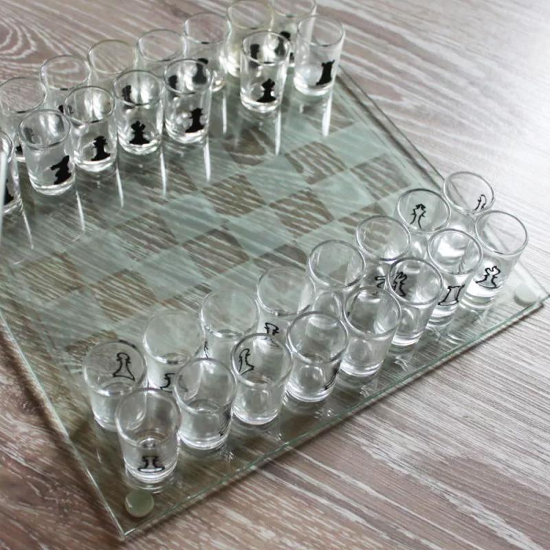 Chess Tac Board Game Drinking Game Set Juegos De Mesa For Party Desk Board Entertainment Game For Friends Hacing Fun Glass Toys