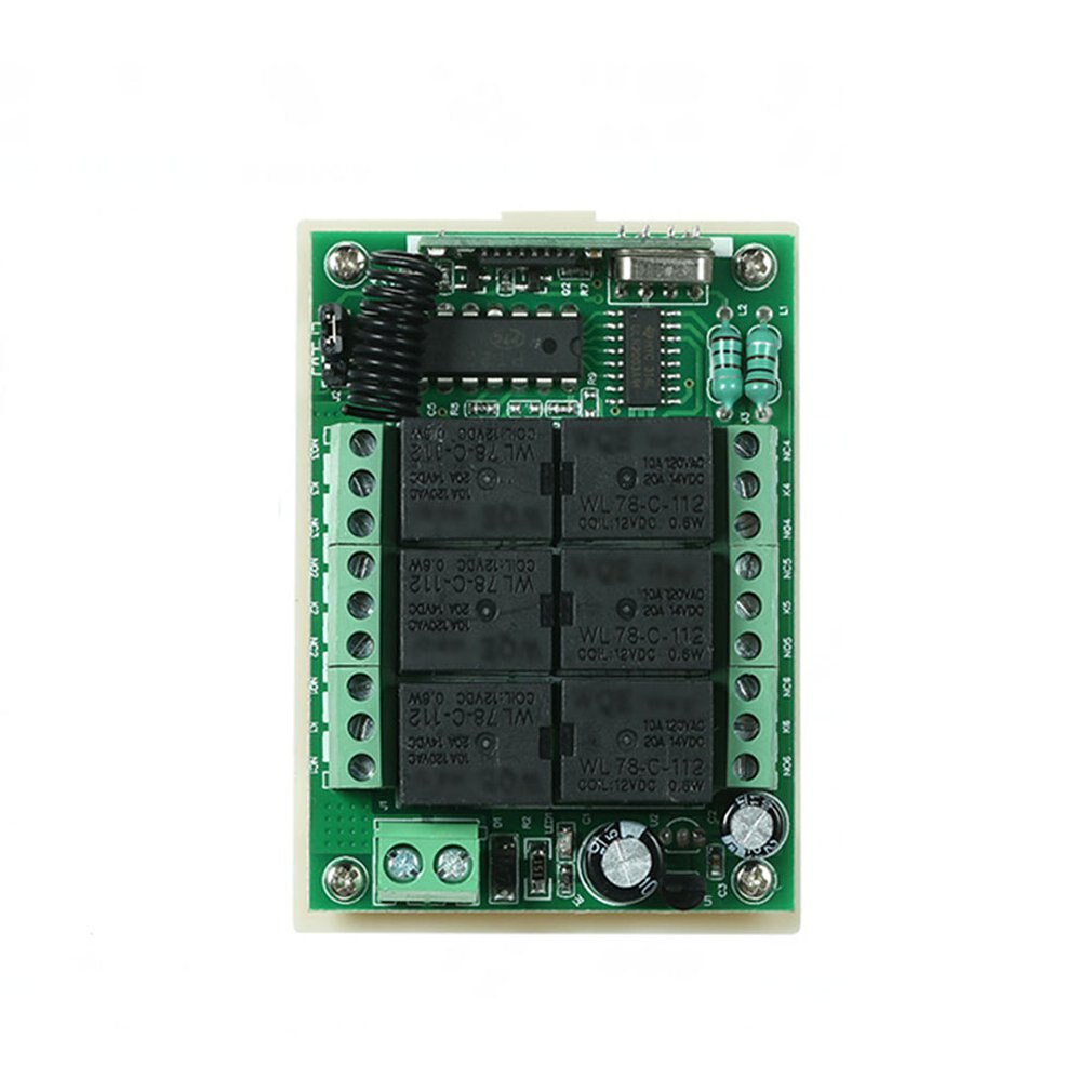 2 in 1 Wireless 12V 6 Channel 6-Way Module Learning Switch & 4pcs 6-Button Wireless Remote Controller Set