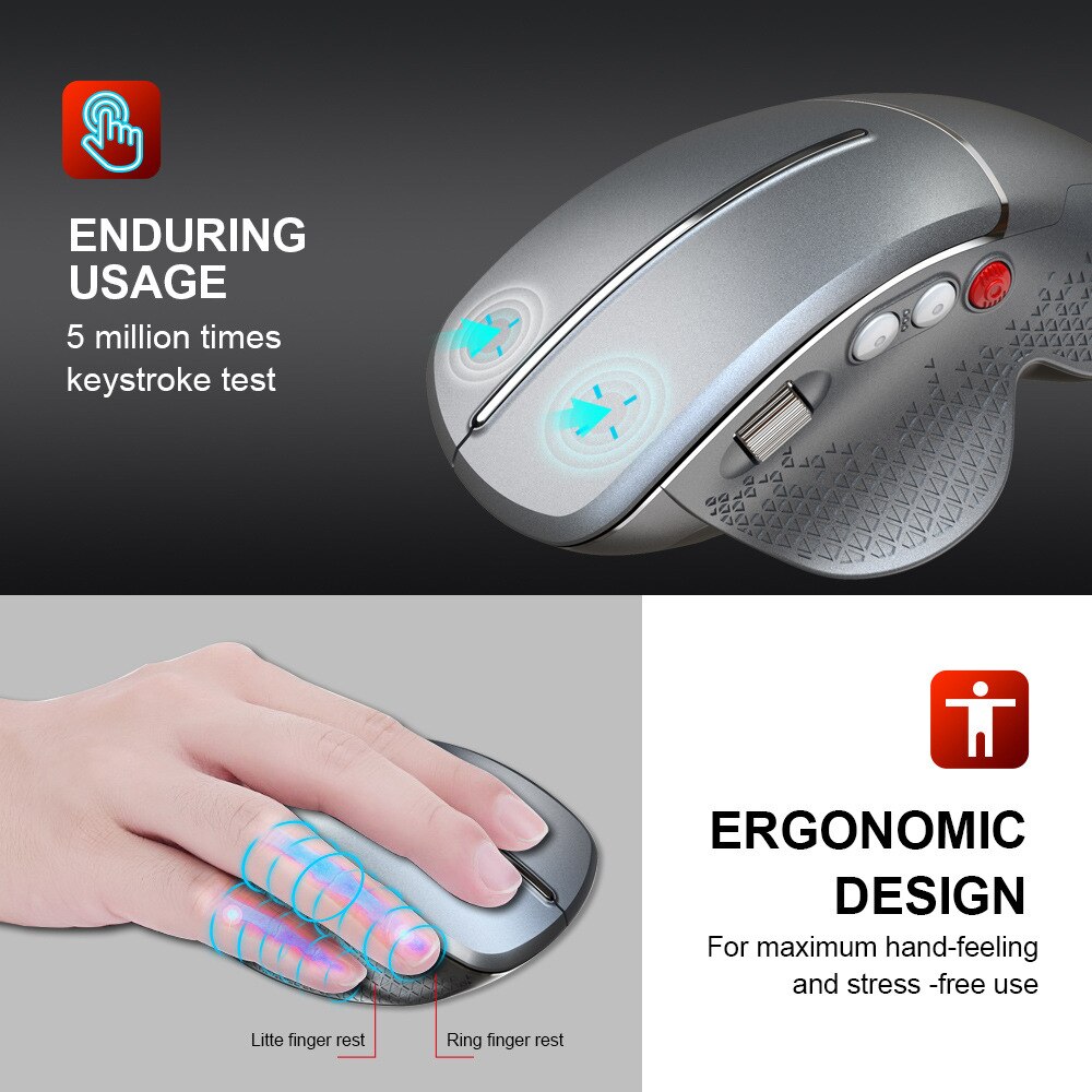 Ergonomic Vertical Mouse 2.4G Wireless Mouse With Unique Grip for PC Laptop Office