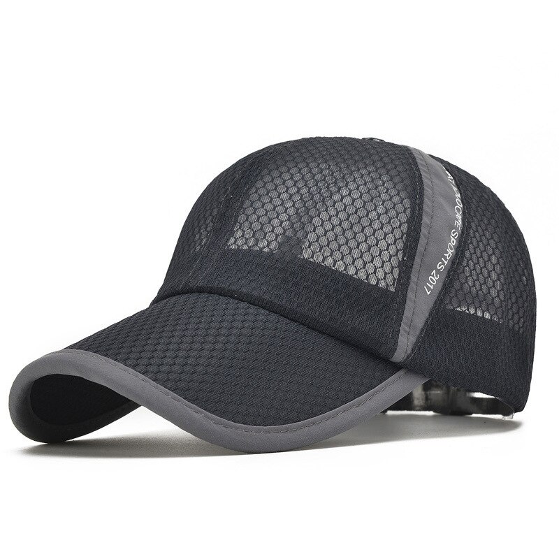 Unisex Mesh Brim Tennis Cap Outside Sunscreen Quick Dry Summer Baseball Hat Adjustable Cap Cooling Sports Caps: Dark Gray