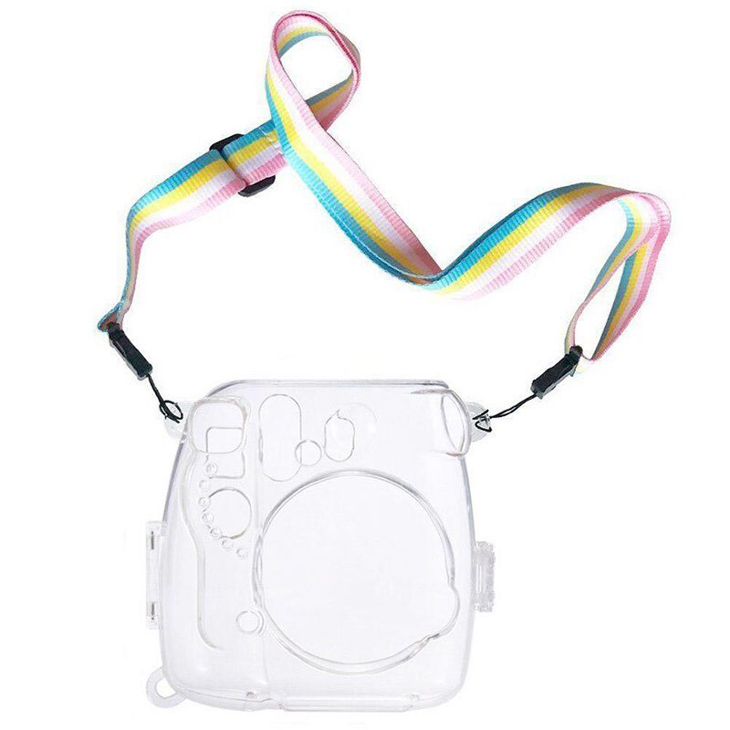 Powstro etuier til fujifilm instax mini 9 kamera beskyttelse etui gennemsigtigt plastik cover med rem til fuji mini 8/8 taske